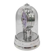 European Retro Table Clock Antique Round Quiet Alarm-Silver