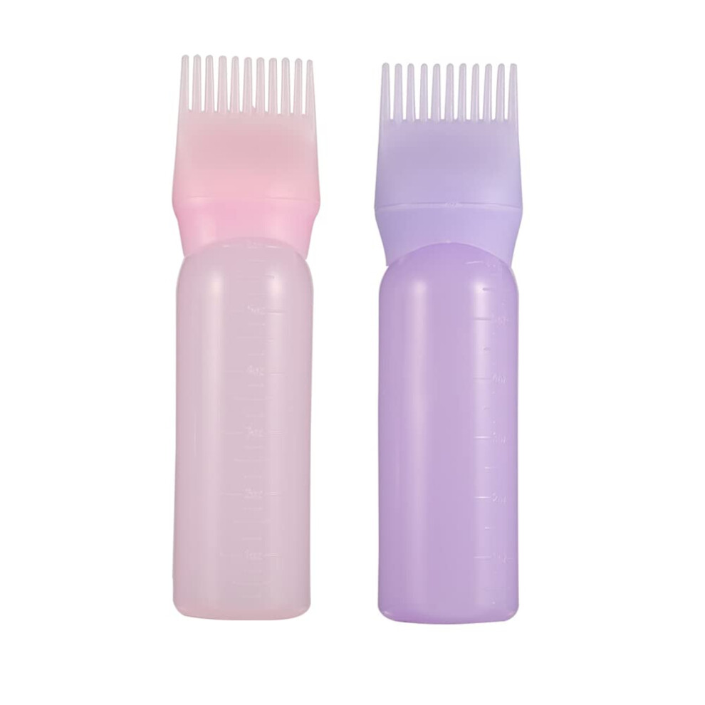 Pink,Purple 2Pcs Hair Dye Applicator Bottle With Builtin Comb For Precise Root Coverage, Pink And Purple