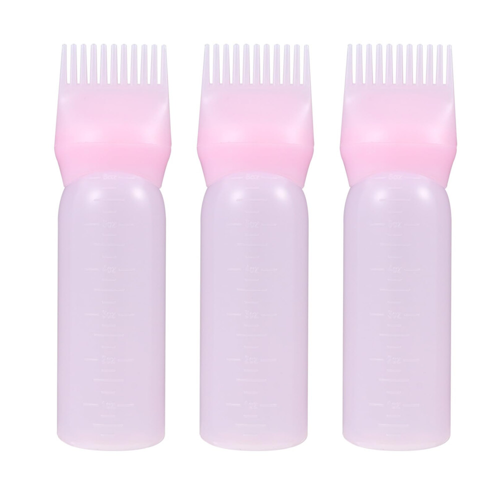 3Pcs Plastic Hair Dye Applicator Bottles with Root Comb, Graduated Scale, Refillable for Salon and Home