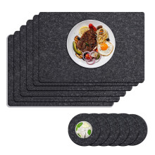 Elegant Felt Placemats, Heat-Resistant, For Dining Tables, Grey Set, Durable Fabric, Easy Care