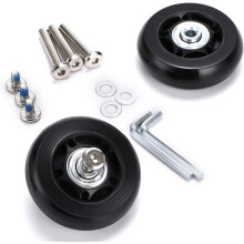Rodízios giratórios de PU para bagagem de viagem, rodas de borracha para malas 60x18mm com kit de reparo de rolamentos, inclui eixos e arruelas.