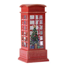Christmas Snow Globes Phone Booth Christmas Glitter Lantern Festival Ornament Tabletop Centerpiece Lighted Water Lantern