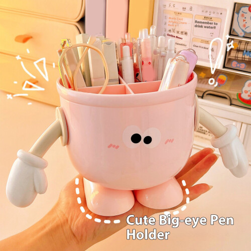 Sweet big eye pen holder, student desktop storage box,-Blue 1