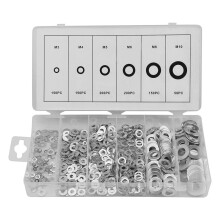 Assortiment platte ringen van roestvrij staal (304) voor schroeven en bouten, corrosiebestendige metalen ringen, breed toepasbaar in zowel