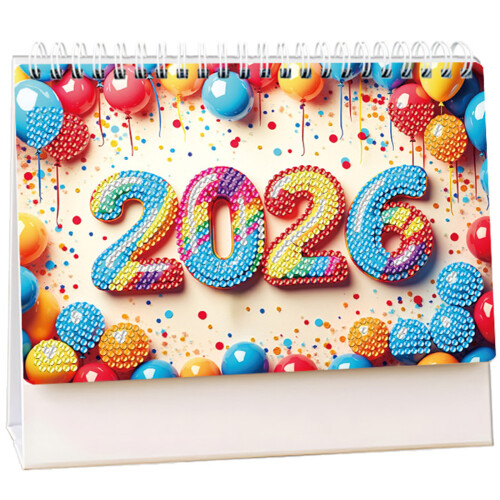 Simple 2026 Calendar Rhinestones Accent Decorative Home-005