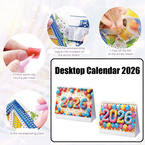 Simple 2026 Calendar Rhinestones Accent Decorative Home-005 1