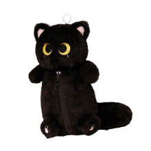 Etui met speels patroon en ritssluiting. Ruim-Zwarte kat