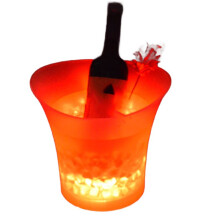 Beleuchteter Champagnerkühler, LED-Eiskübel, Bar, Champagnerkiste, Bierkühler Aus Wasserdichtem Kunststoff mit LED-Beleuchtung, Rot