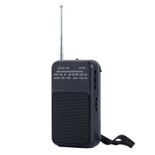 Portable Pocket AM FM Radio 2 Band Stereo Radio Operated Telescopic Antenna Radio with 3.5mm Headphone Jack, Black