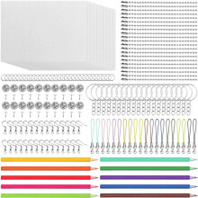 Kit de Feuilles de Plastique Rétractable avec Feuilles Vierges, Papier D'Art Rétractable, Crayons de Couleur, Porte-Clés, Crochets de Boucles