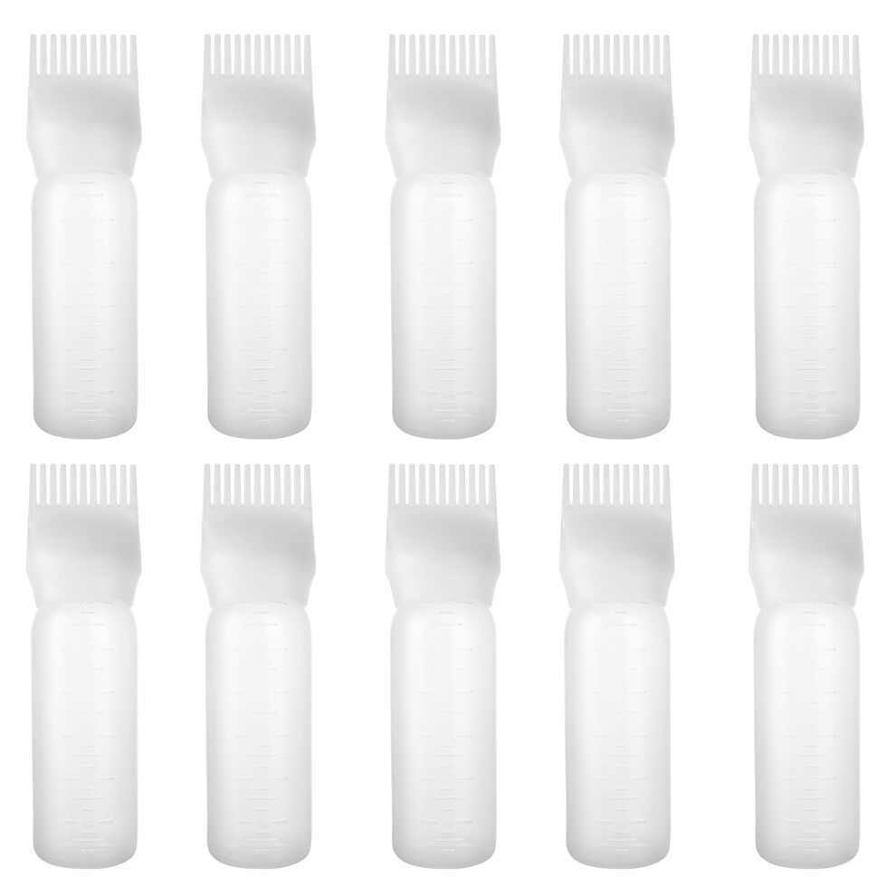 10 Pack Hair Dye Applicator Bottle with Comb 6oz White Root Coloring Brush with Graduated Scale