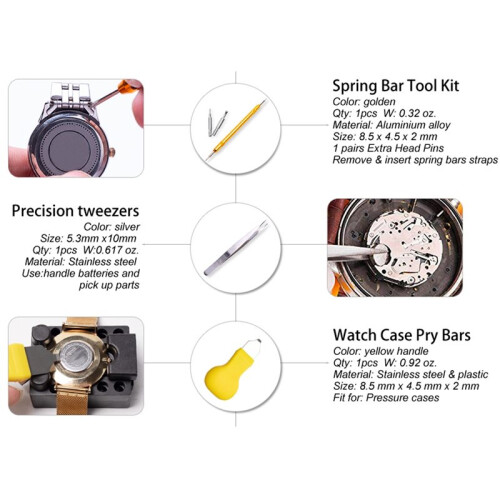 Comprehensive 147-Piece Watch Repair Kit - Ideal for Strap Adjustment, Back Opening & Battery Replacement 1