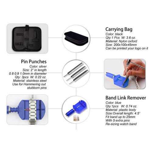 Comprehensive 147-Piece Watch Repair Kit - Ideal for Strap Adjustment, Back Opening & Battery Replacement 2