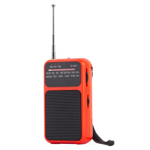 Radio AM FM de Poche Portable, Radio Stéréo à 2 Bandes, Antenne Télescopique avec Prise Casque 3,5 mm, Rouge