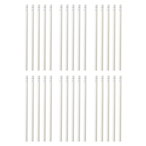 30 Pcs Drawing Pencils With Eraser Triangle Pencils-White