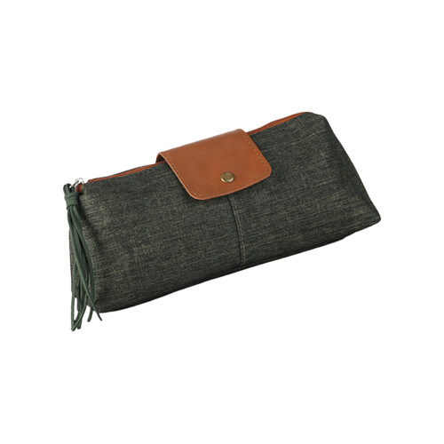 Sturdy Water Resistant Fabric Cosmetic Bag Foldable-Army Green