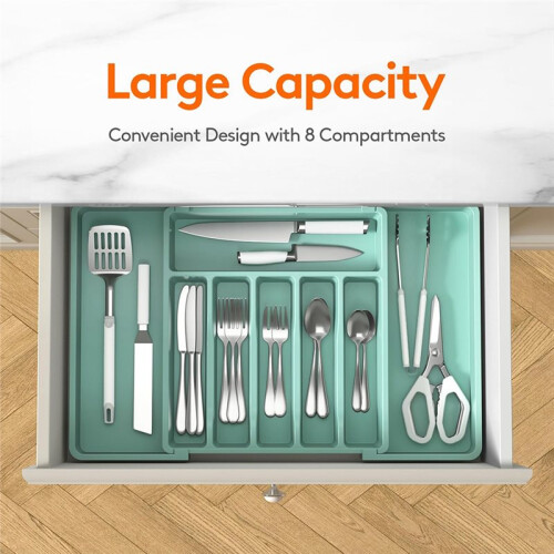 Expandable Cutlery Storage Box for Household Use, Spoons, and More in Kitchen Drawers, Adjustable Kitchen Organizer 2