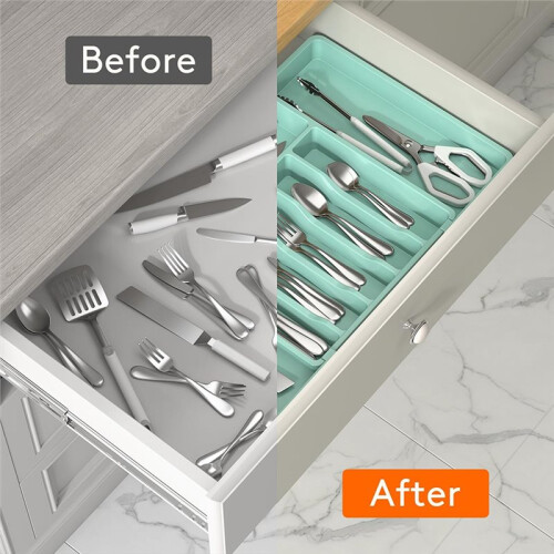 Expandable Cutlery Storage Box for Household Use, Spoons, and More in Kitchen Drawers, Adjustable Kitchen Organizer 1