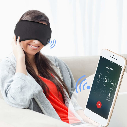 Masque de sommeil avec écouteurs Bluetooth 5.0 Noir Black 2