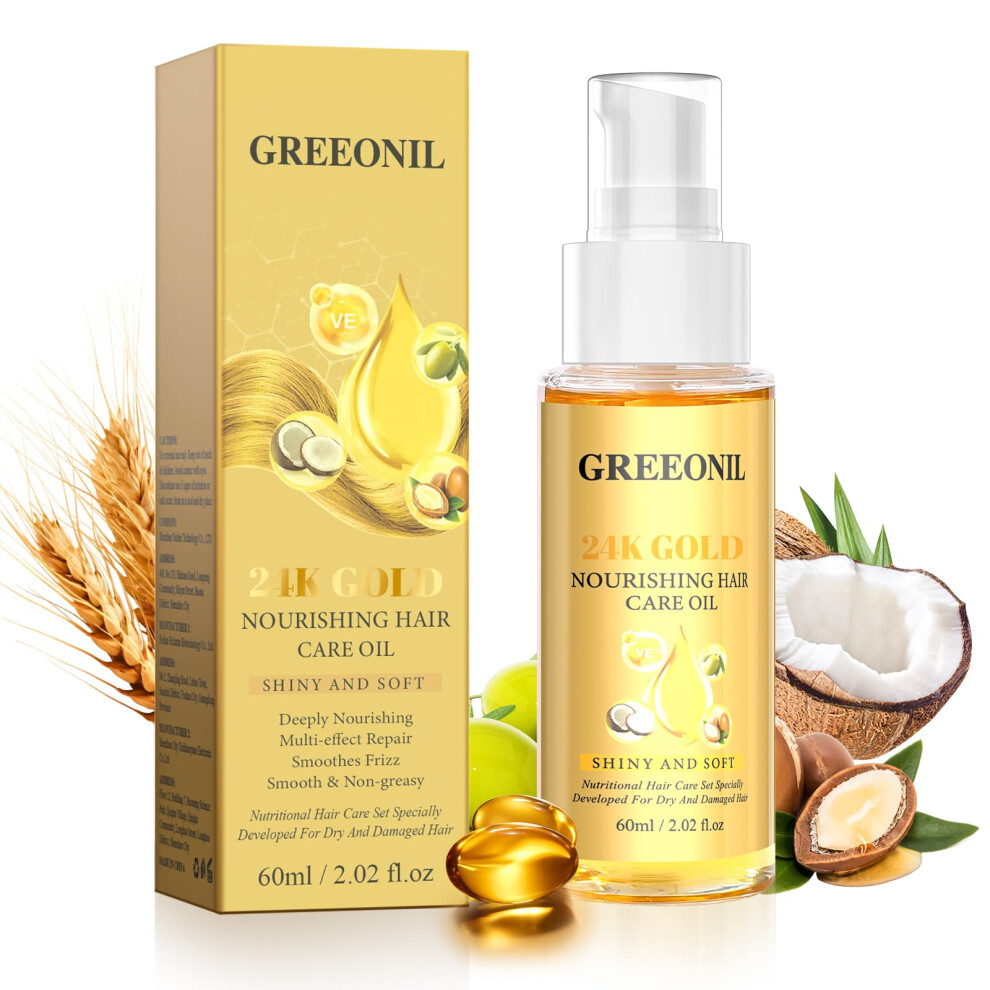 Argan Oil Hair Serum with Coconut and Olive for Instant Frizz Control, Shine and Split End , 60ml