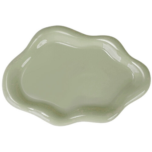 Kleines Keramik-Wolken-Schmucktablett mit stabiler Basis,-Grün