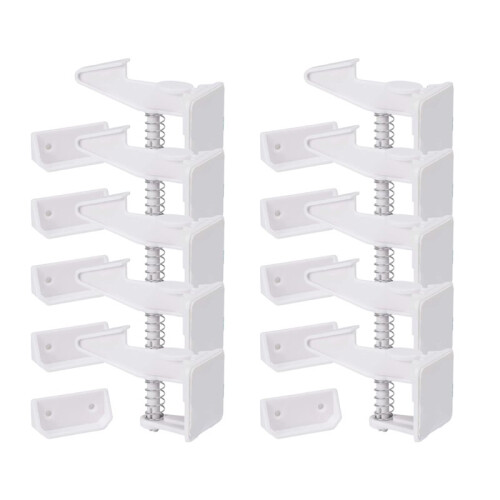 Baby Cabinet Locks Invisible Closet and Drawer Lock Child Security Protector No Drilling Installation 10pcs