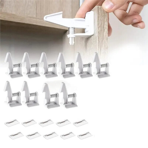 Baby Cabinet Locks Invisible Closet and Drawer Lock Child Security Protector No Drilling Installation 10pcs 2