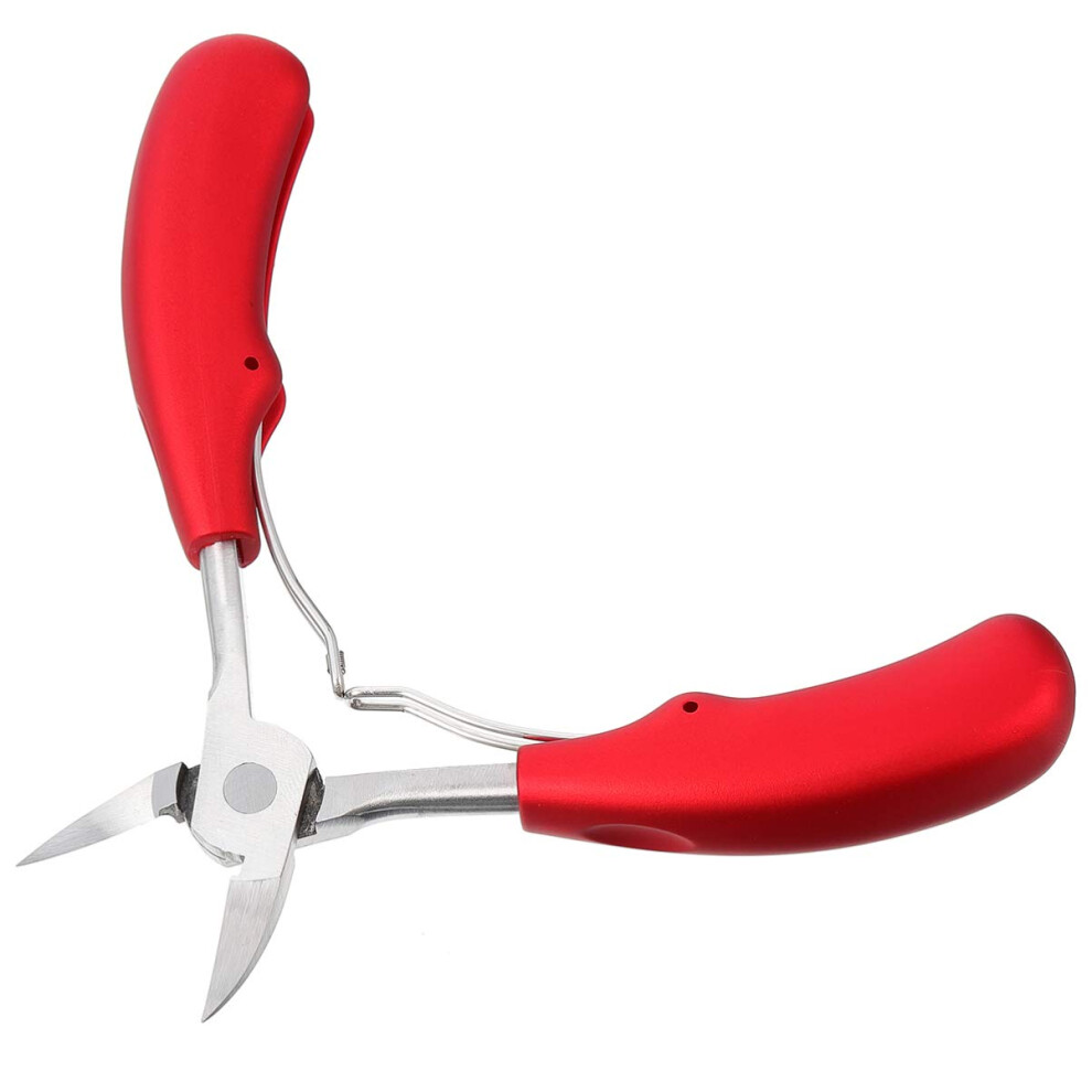 Red Professional Stainless Steel Toenail Clippers For Ingrown Nails With Cuticle Nipper,