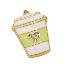 Edelstahl-Emaille-Anhänger Eistüte/Tasse/Telefon für-Grüne Tasse