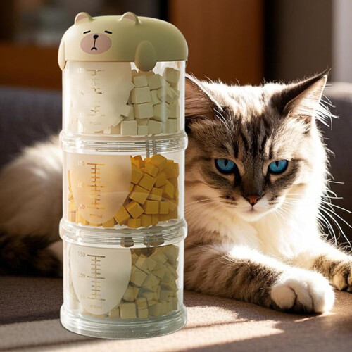 Pet  Container Stackable Dog  Jar Dispenser Food Grade Snack Storage Box Cookie Jar Organizer For Three Cans 1