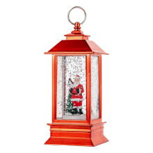 Christmas Snow Globe Lantern LED Vintage Snow Crystal Ball Night Light 1.97x1.97x5.12 Inches Red Portable Gate Yard Decor