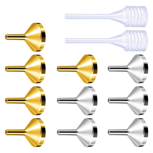10 kleine Metalltrichter mit 2 Mini-Pipetten zum Befüllen