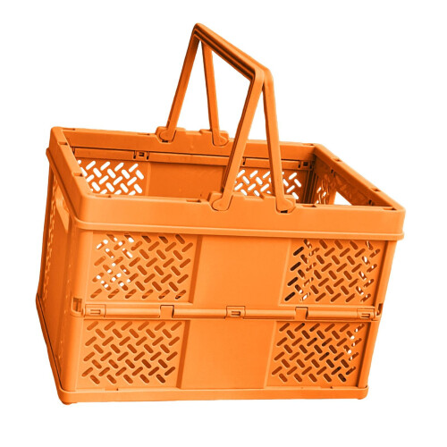 Folding Storage Crate Collapsible Crate For Storage Orange SpaceSaving Home Organization