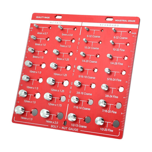 Portable Bolt Thread Gauge 28 Hole Aluminum-New 28 hole red