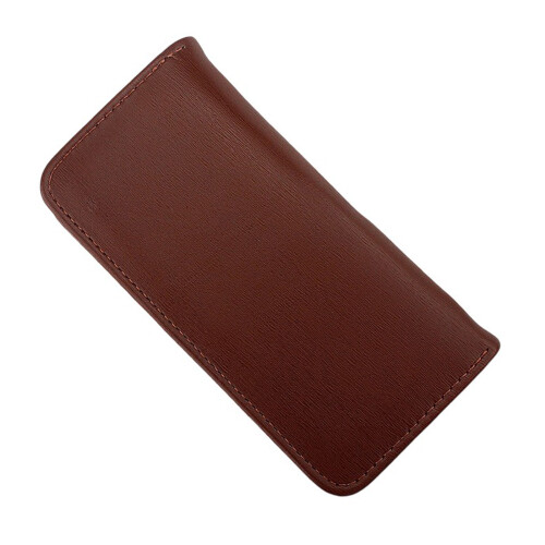 Leather Fountain Pen Case 3 Compartments Travel-Light coffee