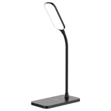 Lampe de Bureau LED 15 W avec Chargement Sans Fil, Lampe de Bureau Réglable, Protection des Yeux, Lampe de Bureau Flexible, Activation Tactile, Noire