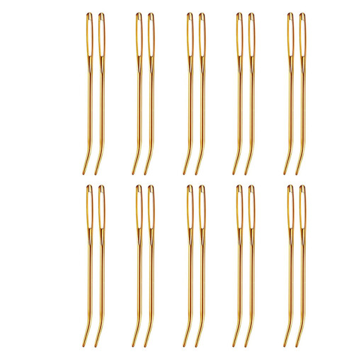 20 Stück gebogene Nadeln mit großem Öhr, Stricknadeln,-Gold