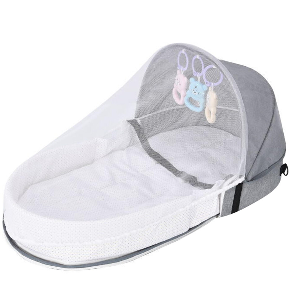 Portable Baby Bassinet with Mesh Canopy and Hanging Toys for Travel Newborns 012 Months