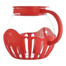 Microwave Popcorn Popper with Lid, Collapsible Silicone and Borosilicate Glass 2.25 Quart Bowl Red