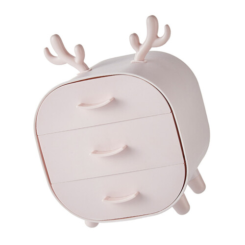 Plastic Desktop Organizer Case Multiple Section Storage-pink