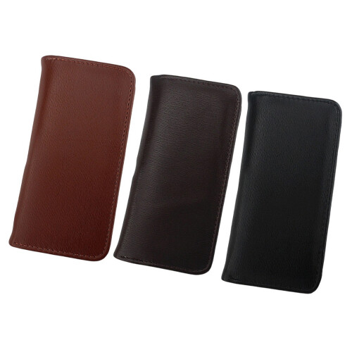 Leather Fountain Pen Case 3 Compartments Travel-Light coffee 1