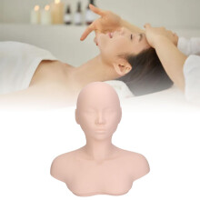 Cosmetology Mannequin Head with Shoulders, Soft PVC Real Skin Touch for Makeup Practice and Massage