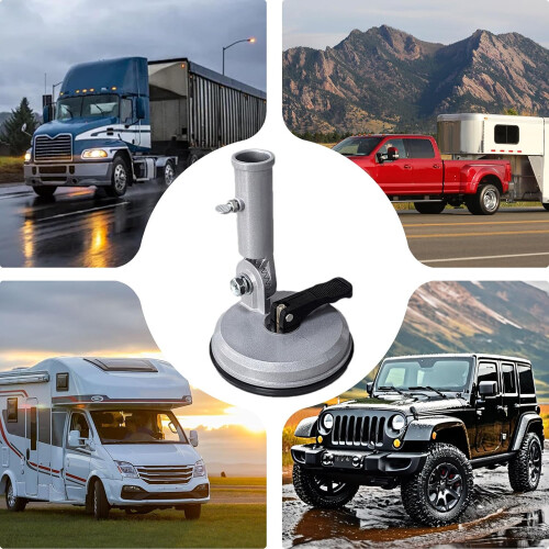 RV Flag Pole Mount Bracket with Adjustable Display Angle and 270lbs Suction Power for Truck 2