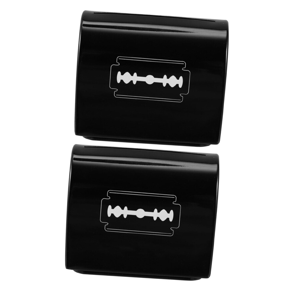 Razor Blade Disposal Case 2pcs Durable Iron Safety Blade Bank for Barbershop and Travel Use