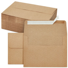 Easy Peel and Paste Envelopes for Stationery, Brown Kraft Paper Envelopes with Thick and Durable Build and Privacy Protection, Self Seal Design for 5.