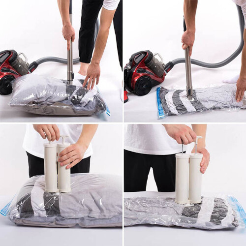 Sacchetti sottovuoto resistenti e durevoli per la conservazione di trapunte e cuscini, sacchetti salvaspazio a compressione riutilizzabili con 2