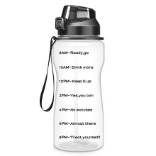 Tragbare Wasserflasche für Sportler, großes Fassungsvermögen (1,9 Liter) mit abnehmbarem Strohhalm, BPA-frei, motivierende Sprüche für mehr