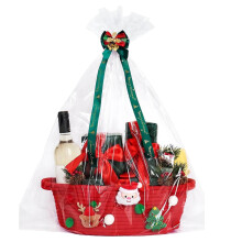 Present Basket Christmas Decoration Box Storage Hamper Gift Basket Red For Celebration Housewarming Birthday Women Men