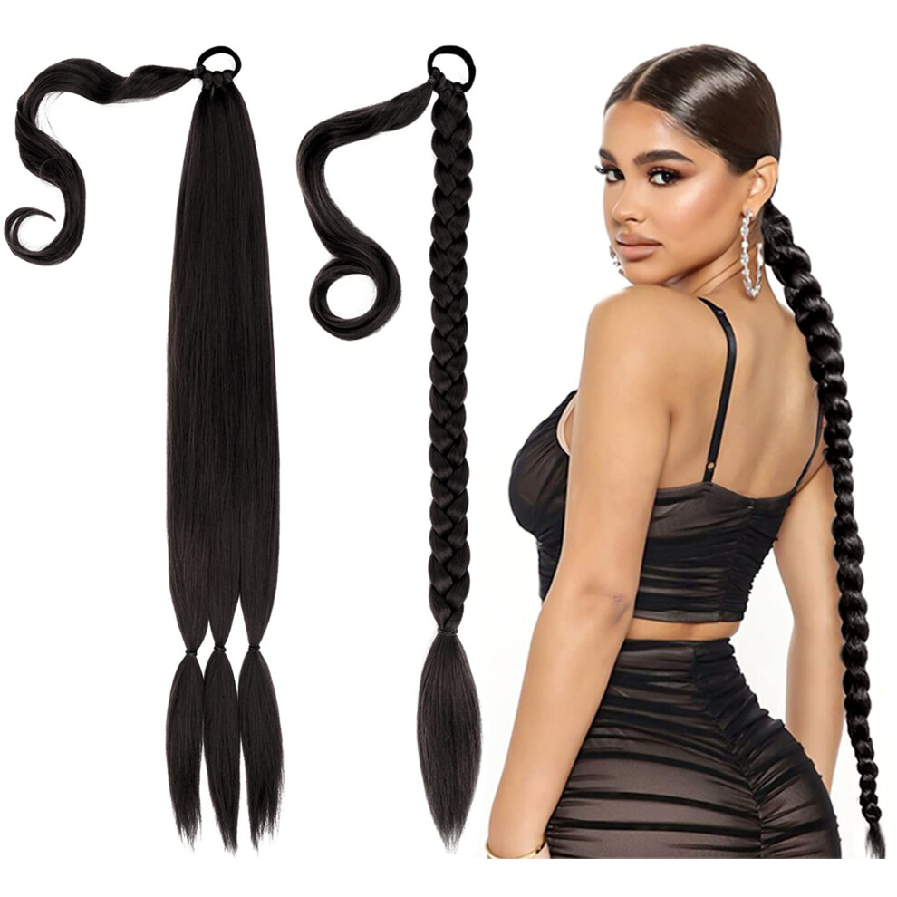 Braids Synthetic Hair Dark Brown Long Ponytail Prestretched Braiding Hair Extensions For Crochet Twist