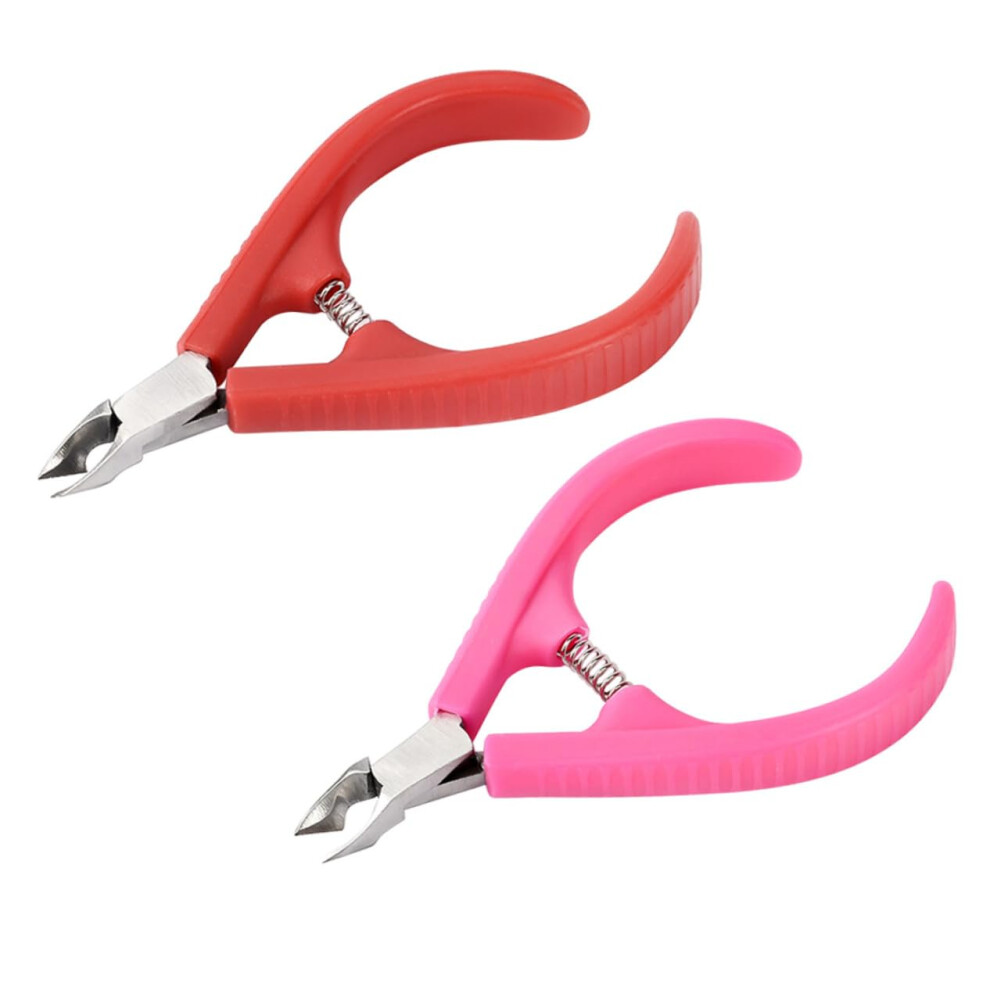 2pcs Professional Cuticle Nipper Set with NonSlip Plastic Handle for Salon and Home Manicure